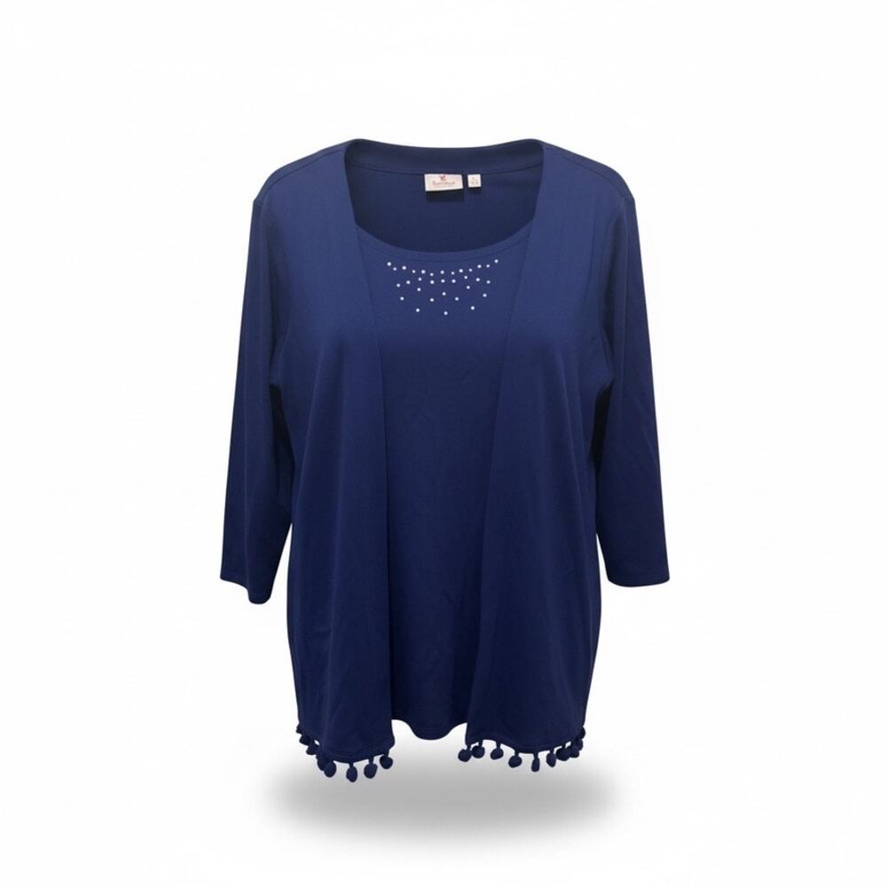 Quacker Factory Embellished Lightweight Cardigan/Top — L